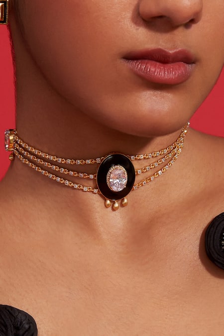 Black Onyx Stone Necklace and Earrings Set – OUZEL