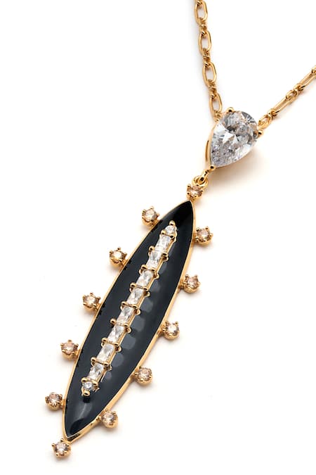 Aulerth X Shivan And Narresh_Black Numisma Enamel Work Pendant Necklace _Online_at_Aza_Fashions