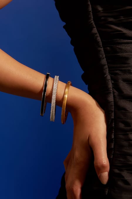 Buy_Aulerth X Shivan And Narresh_White Crystals Numisma Studded Stones Bangle _Online_at_Aza_Fashions