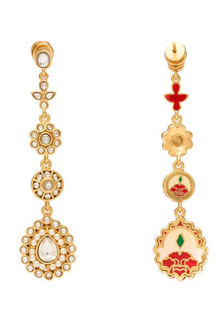 Aulerth X Suneet Varma White Diamonds, Crystals Floral Embellished Dangler Earrings Online at Aza Fashions Aulerth X Suneet Varma_White Diamonds, Crystals Floral Embellished Dangler Earrings _Online_at_Aza_Fashions