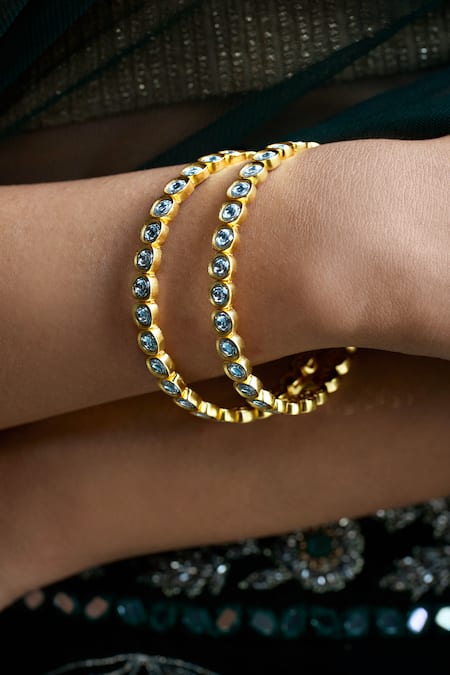 Aulerth X Suneet Varma Kundan Embellished Bangle - 2 Pcs 