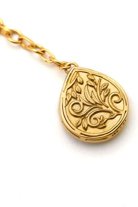 Aulerth X Suneet Varma_White Stones Rosa Carved Kundan Embellished Bracelet _Online_at_Aza_Fashions