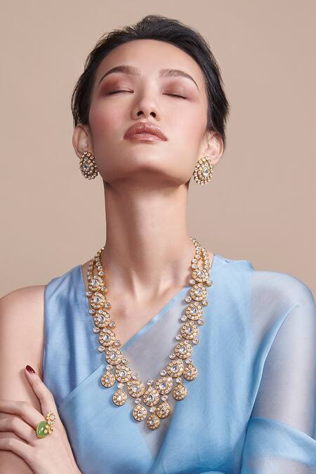 Buy_Aulerth X Suneet Varma_White Luna Stone Embellished Long Necklace _Online_at_Aza_Fashions