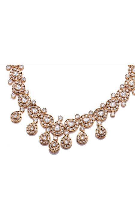 Aulerth X Suneet Varma_White Luna Stone Embellished Long Necklace _at_Aza_Fashions