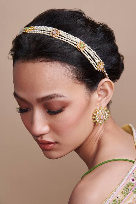 Aulerth X Suneet Varma_White Willow Stone Embellished Choker Necklace _Online_at_Aza_Fashions