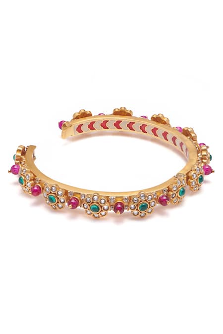 Buy_Aulerth X Suneet Varma_Red Crystals, Stones Firoja Embellished Bangle - Single Pc _Online_at_Aza_Fashions