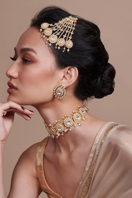 Aulerth X Suneet Varma_White Nasrin Stone Embellished Pasa _Online_at_Aza_Fashions