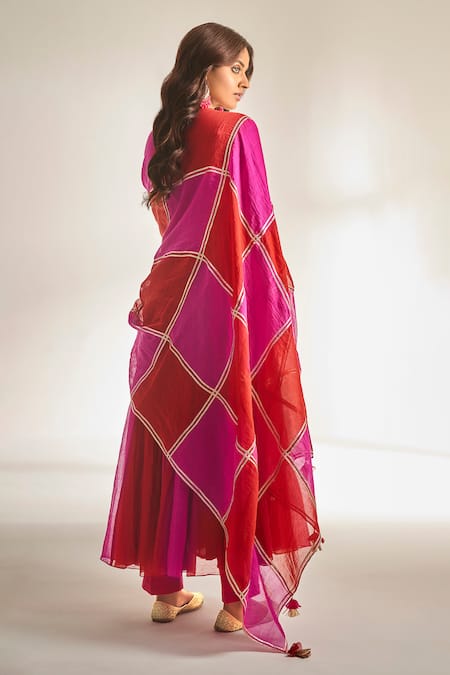 Shop Almaari By Pooja Patel Pink , Cotton Gota Patti, Sequins Embroidered Anarkali Pant Set at Aza Fashions Shop_Almaari By Pooja Patel_Pink , Cotton Gota Patti, Sequins Embroidered Anarkali Pant Set _at_Aza_Fashions