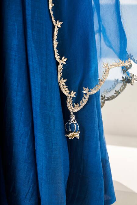 Buy Almaari By Pooja Patel Blue Chanderi Embroidery V-neck Placement Pita Anarkali Pant Set Online at Aza Fashions Buy_Almaari By Pooja Patel_Blue Chanderi Embroidery V-neck Placement Pita Anarkali Pant Set _Online_at_Aza_Fashions