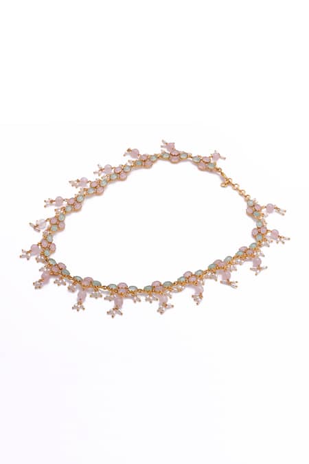 Aulerth X Tribe Amrapali Pastel Blooms Stone Embellished Necklace 