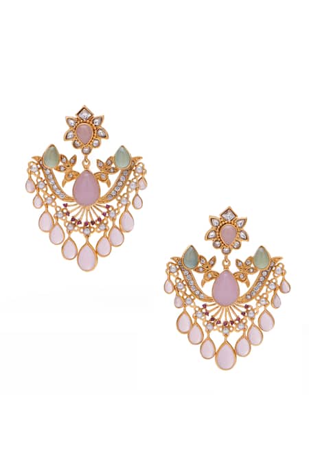 Aulerth X Tribe Amrapali Ethereal Swan Stone Embellished Dangler Earrings 