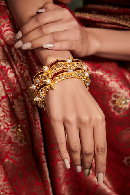 Aulerth X Tribe Amrapali Dance Of Dawn Stone Embellished Bangle - Single Pc 