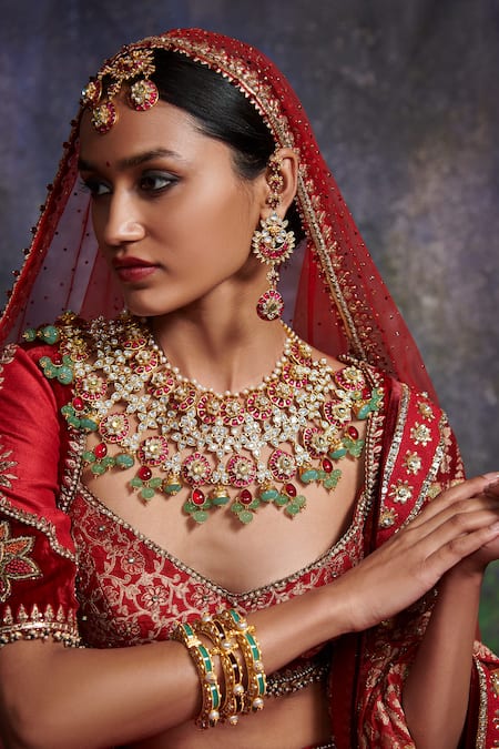 Buy_Aulerth X Tribe Amrapali_Green Crystals, Diamonds Dance Of Dusk Stone Embellished Bangle - Single Pc _Online_at_Aza_Fashions