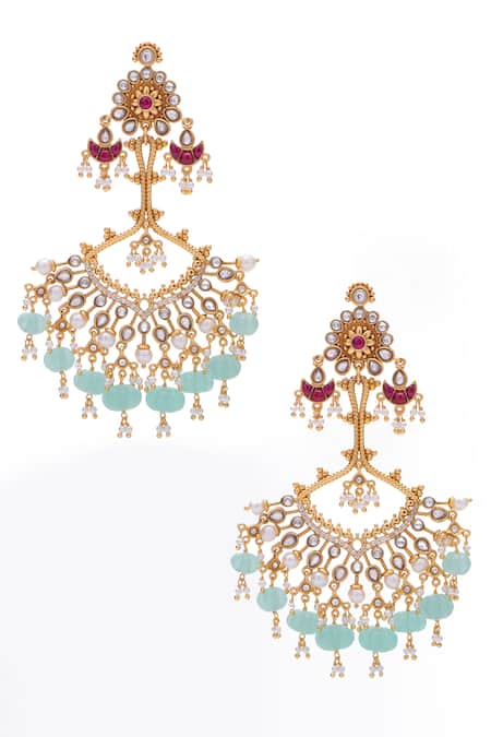 Aulerth X Tribe Amrapali Touch Of Azure Stone Embellished Dangler Earrings 