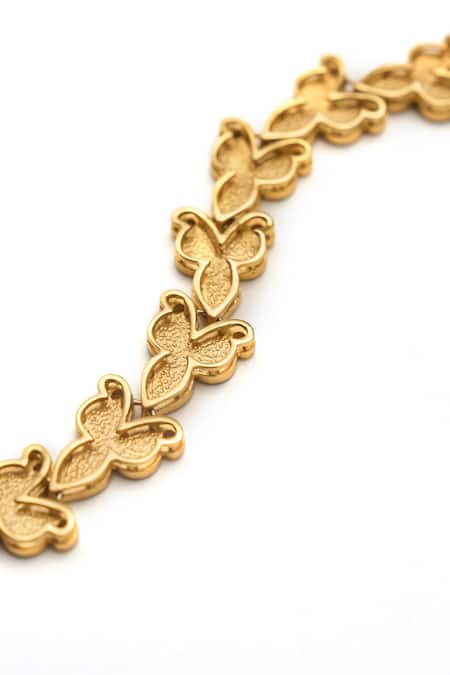 Aulerth X Tribe Amrapali_White Gulmohar Luminous Stone Embellished Necklace _Online_at_Aza_Fashions