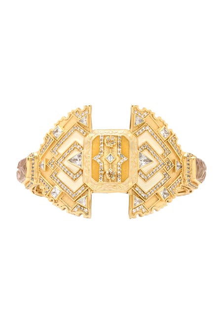 Aulerth X JJ Valaya White Embroidery Amelia Geometric Cut Work Cuff 