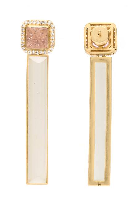 Aulerth X JJ Valaya White Stones Amelia Geometric Cut Work Earrings Online at Aza Fashions Aulerth X JJ Valaya_White Stones Amelia Geometric Cut Work Earrings _Online_at_Aza_Fashions