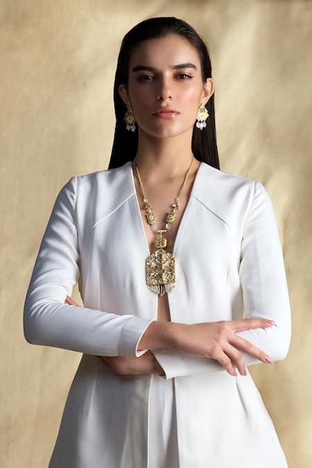 Aulerth X JJ Valaya White Engineered Stones Amelia Angular Necklace 