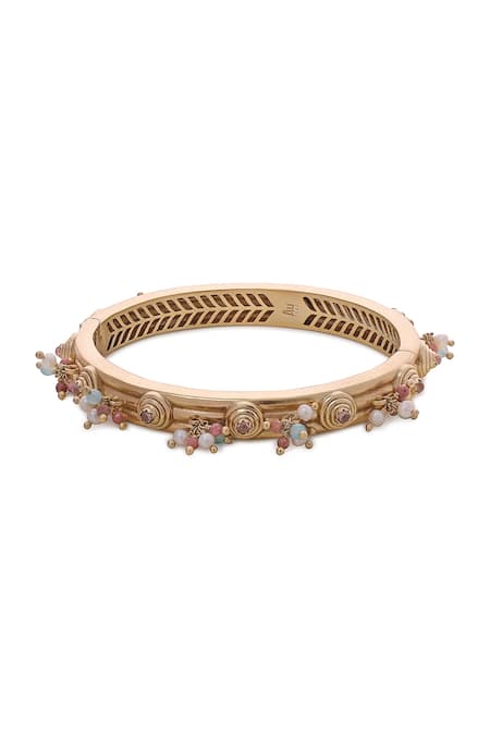 Shop Aulerth X JJ Valaya Multi Color Crystals, Stones Embellished Bangle - Single Pc at Aza Fashions Shop_Aulerth X JJ Valaya_Multi Color Crystals, Stones Embellished Bangle - Single Pc _at_Aza_Fashions