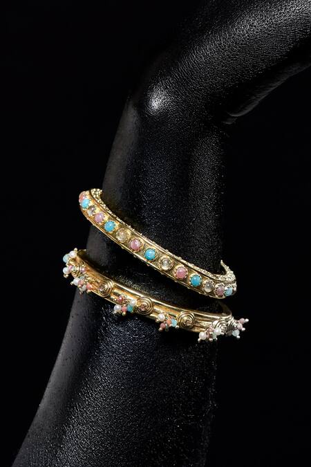 Aulerth X JJ Valaya Multi Color Crystals, Stones Embellished Bangle - Single Pc Online at Aza Fashions Aulerth X JJ Valaya_Multi Color Crystals, Stones Embellished Bangle - Single Pc _Online_at_Aza_Fashions
