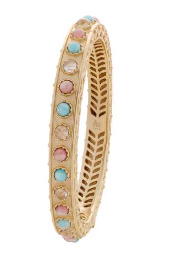 Buy_Aulerth X JJ Valaya_Multi Color Crystals, Stones Embellished Statement Bangle - Single Pc_Online_at_Aza_Fashions