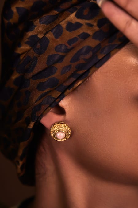Aulerth X JJ Valaya_Pink Crystals, Stones Miniature Embellished Studs _Online_at_Aza_Fashions