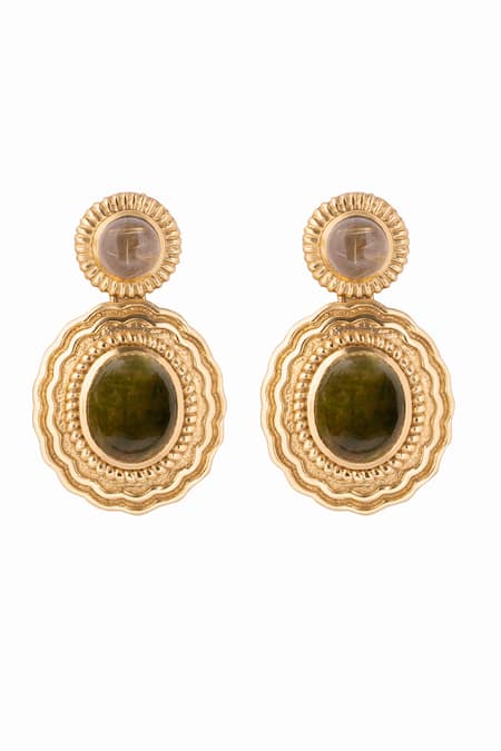 Aulerth X JJ Valaya Circular Pattern Stone Embellished Earrings 
