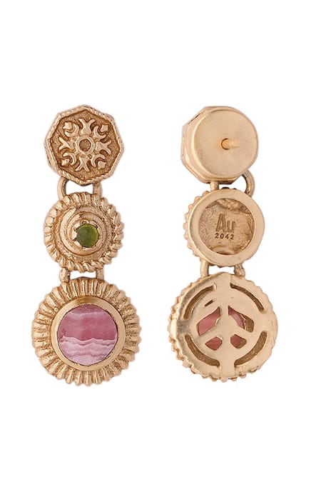 Buy_Aulerth X JJ Valaya_Pink Crystals Stone Embellished Drop Earrings _Online_at_Aza_Fashions