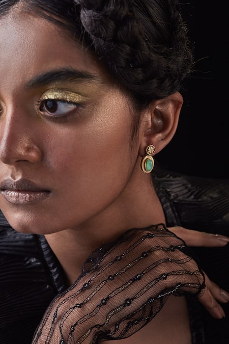 Aulerth X JJ Valaya Stone Embellished Miniature Drop Earrings 