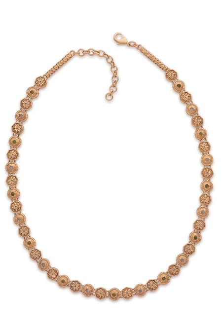 Aulerth X JJ Valaya Carved Geometric Stone Embellished Necklace 