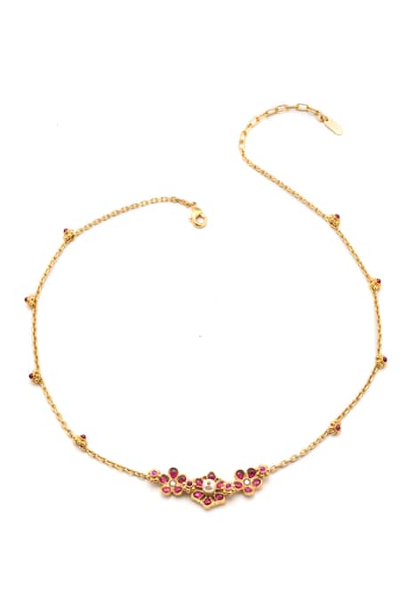 Aulerth X Tribe Amrapali Gulmohar Floral Cluster Stone Embellished Long Necklace 