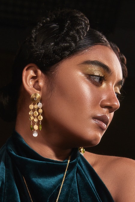 Aulerth X JJ Valaya Stone Embellished Strand Dangler Earrings 