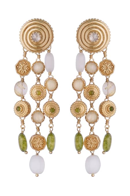 Aulerth X JJ Valaya Stone Embellished Strand Dangler Earrings 