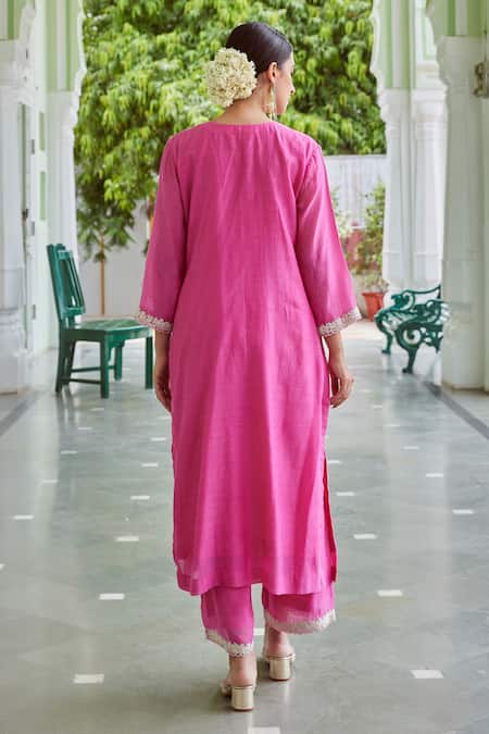 Charu Makkar Floral Embroidered Kurta & Palazzo Set 