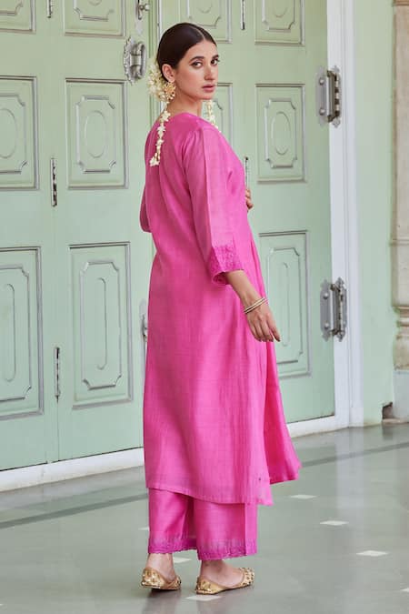 Charu Makkar Floral Embroidered Kurta & Palazzo Set 