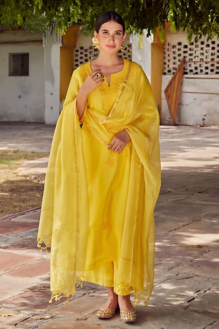 Charu Makkar Floral Embroidered Straight Kurta Palazzo Set 