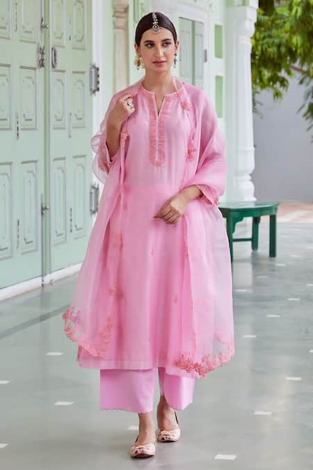 Charu Makkar Floral Embroidered Kurta & Palazzo Set 