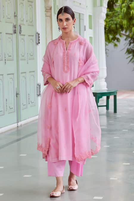 Buy Charu Makkar Pink , , Embroidery Floral Kurta And Palazzo Set Online at Aza Fashions Buy_Charu Makkar_Pink , , Embroidery Floral Kurta And Palazzo Set _Online_at_Aza_Fashions