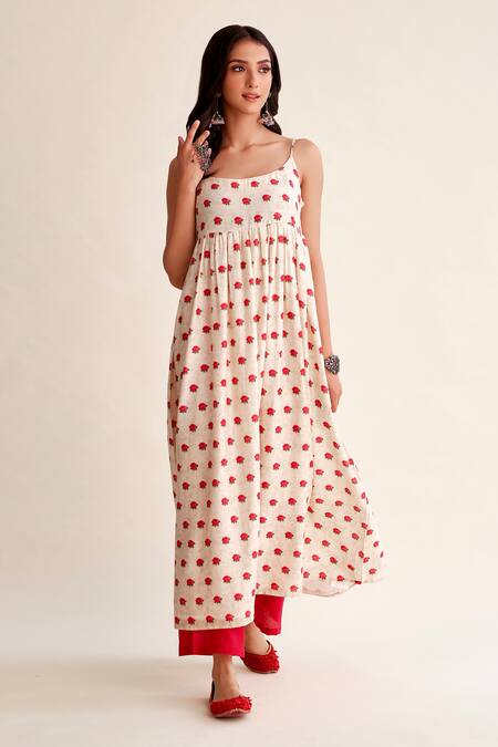 Roze Red Chanderi, Chiffon Embroidery Round Khushbu Floral Print Anarkali Pant Set Online at Aza Fashions Roze_Red Chanderi, Chiffon Embroidery Round Khushbu Floral Print Anarkali Pant Set _Online_at_Aza_Fashions