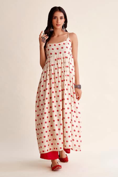 Buy Roze Red Chanderi, Chiffon Embroidery Round Khushbu Floral Print Anarkali Pant Set Online at Aza Fashions Buy_Roze_Red Chanderi, Chiffon Embroidery Round Khushbu Floral Print Anarkali Pant Set _Online_at_Aza_Fashions