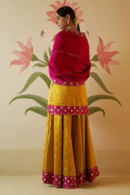 Angad Singh Resham Embroidered Kurta Sharara Set 