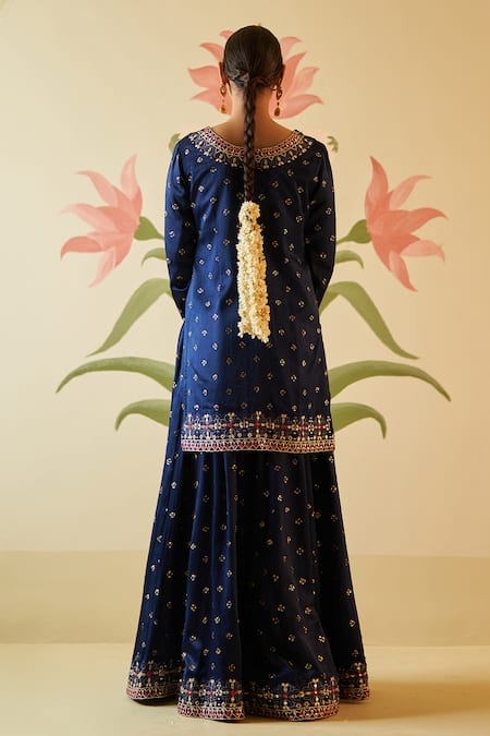 Angad Singh Gota Patti Embroidered Kurta Sharara Set 