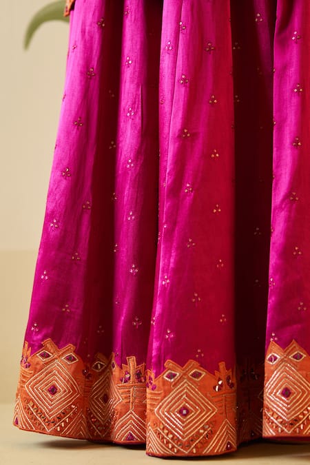 Angad Singh Pink Satin, Silk, Crepe Embroidery, Gota Patti, Applique Kurta Sharara Set at Aza Fashions Angad Singh_Pink Satin, Silk, Crepe Embroidery, Gota Patti, Applique Kurta Sharara Set _at_Aza_Fashions