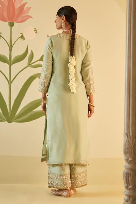 Angad Singh Floral Zardozi Embroidered Kurta Pant Set 