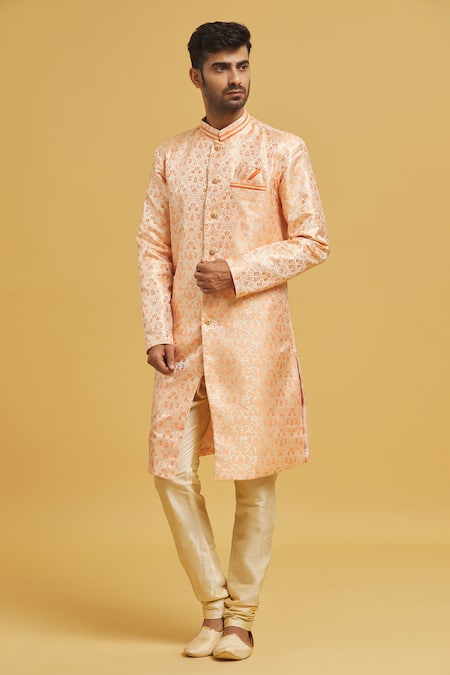 Aryavir Malhotra Floral Garden Pattern Sherwani With Churidar 