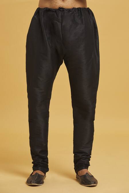 Arihant Rai Sinha Black Silk, Jacquard Embroidery Paisley Pattern Woven Sherwani With Churidar at Aza Fashions Arihant Rai Sinha_Black Silk, Jacquard Embroidery Paisley Pattern Woven Sherwani With Churidar _at_Aza_Fashions