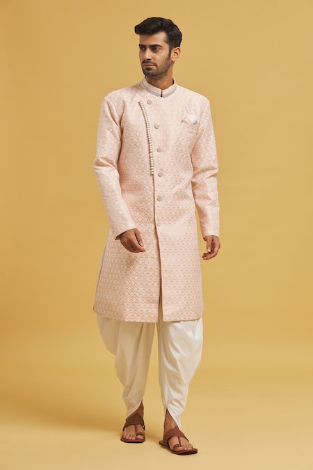 Aryavir Malhotra Floral Jaal Pattern Sherwani With Dhoti Pant 