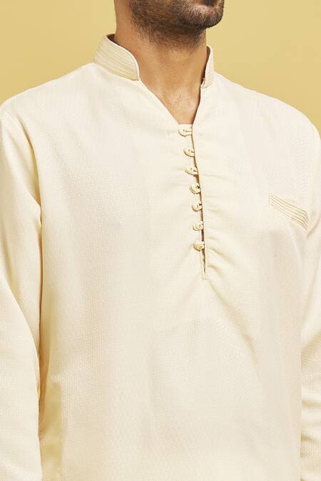 Shop Arihant Rai Sinha Cream Silk, Chanderi Embroidery Geometric Thread Kurta Set Online at Aza Fashions Shop_Arihant Rai Sinha_Cream Silk, Chanderi Embroidery Geometric Thread Kurta Set_Online_at_Aza_Fashions