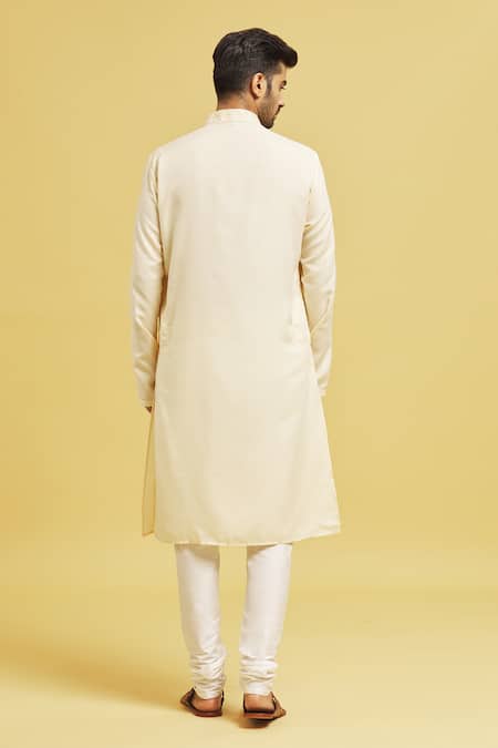 Shop Arihant Rai Sinha Cream Silk, Chanderi Embroidery Geometric Thread Kurta Set at Aza Fashions Shop_Arihant Rai Sinha_Cream Silk, Chanderi Embroidery Geometric Thread Kurta Set_at_Aza_Fashions