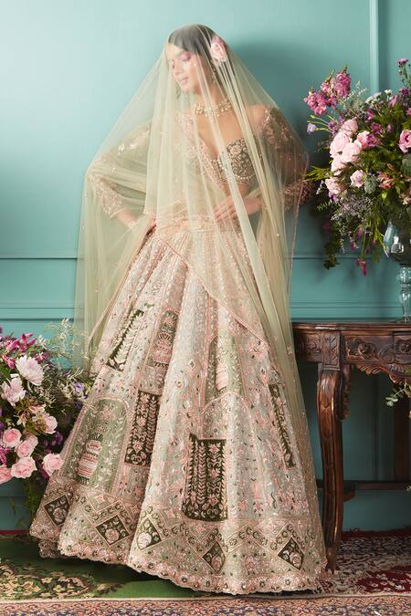 Jigar & Nikita_Black Net, Velvet, Silk Pearls, Zari Sweetheart Zardosi Work Bridal Lehenga Set_Online_at_Aza_Fashions